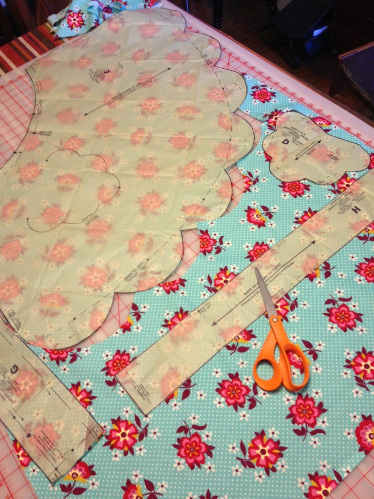 Cutting out material for apron