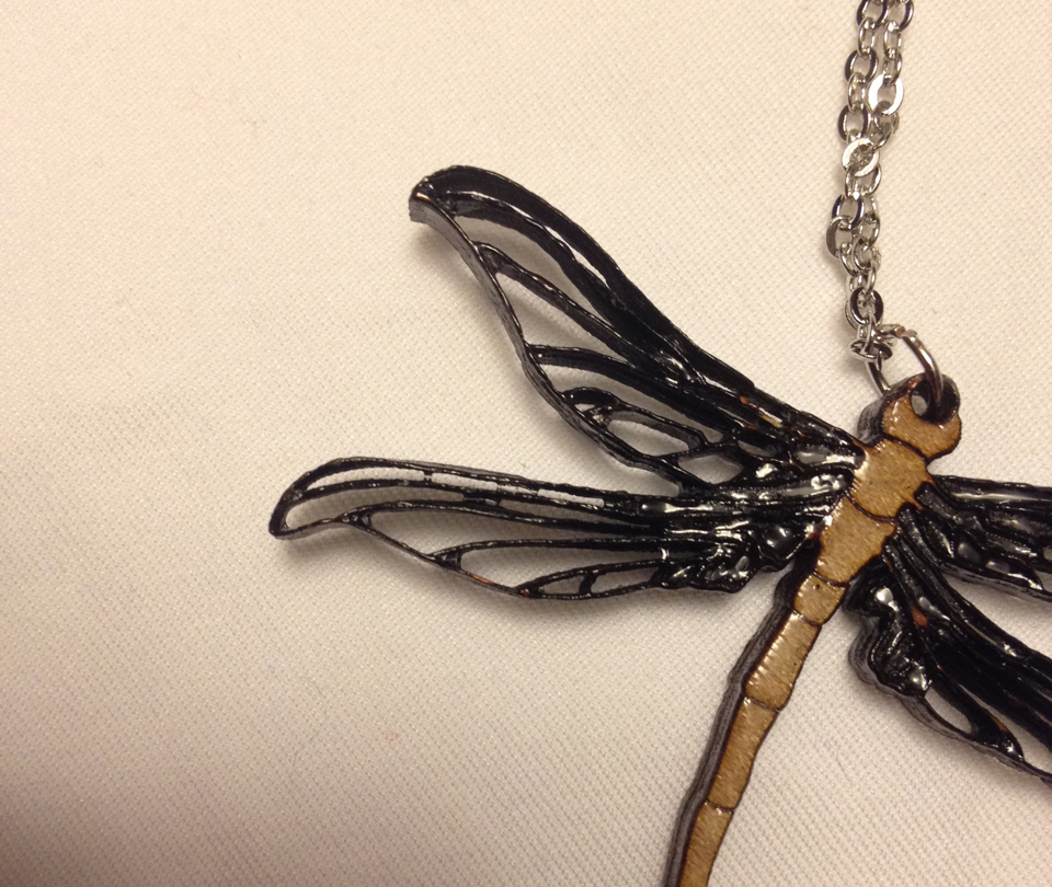 Laser cut dragonfly necklace